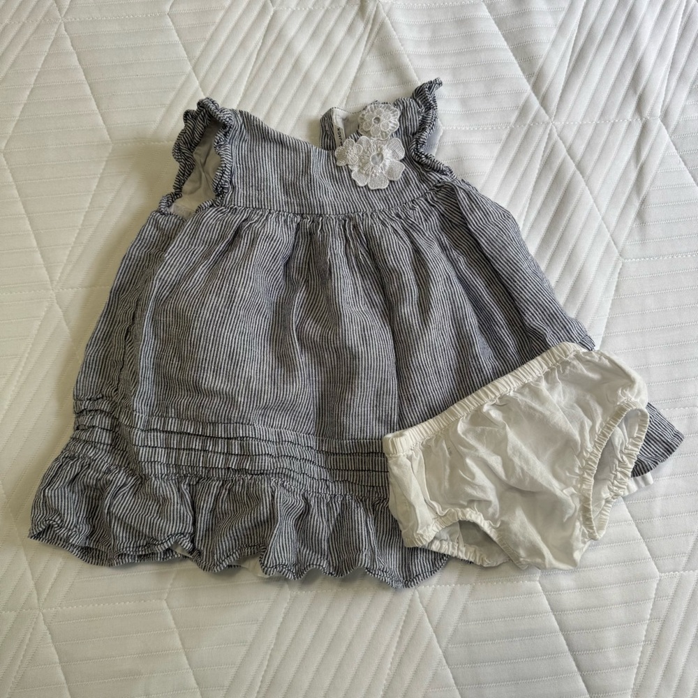 Janie and Jack Blue and White Striped Dress